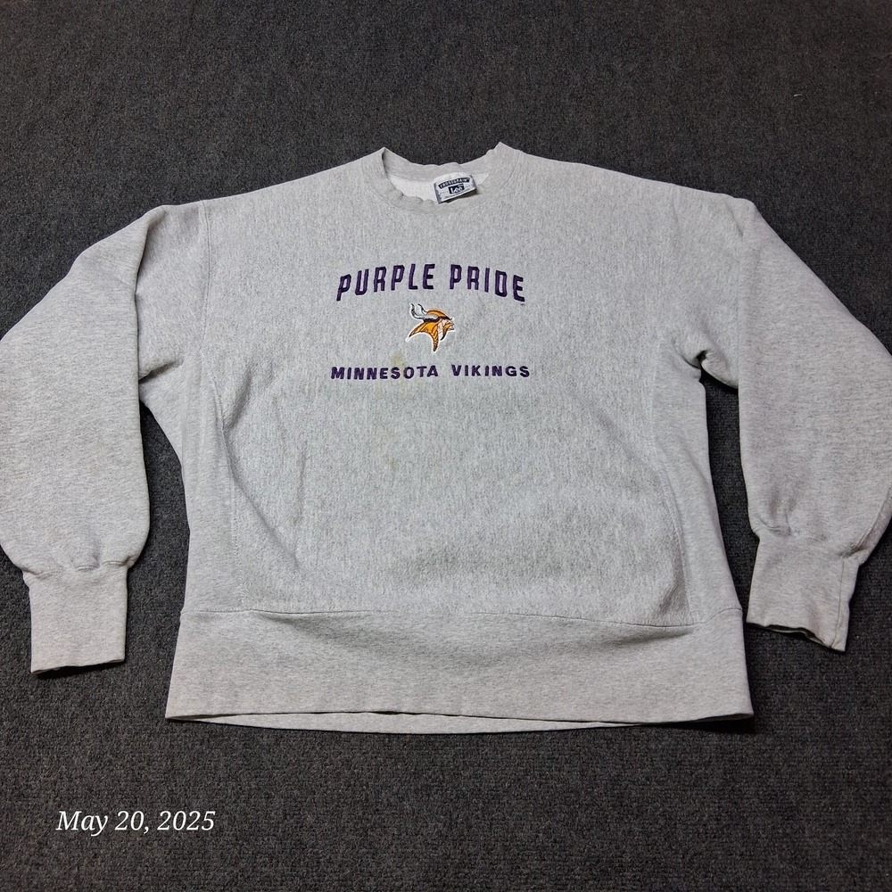 VTG Crossgrain Lee Purple Pride Minnesota Vikings Sweatshirt Adult Sz XL Heather